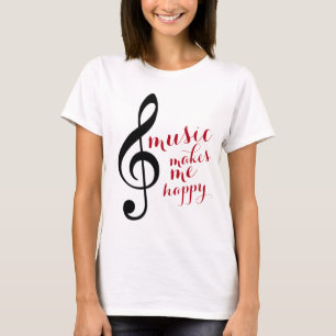 Treble Clef, muziek maakt me gelukkig T-shirt