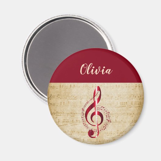 Treble Clef  muziek Magneet (Voorkant / Achterkant)