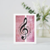 Treble Clef Muziek op Deep Pink Achtergrond Briefk Briefkaart (Staand voorkant)