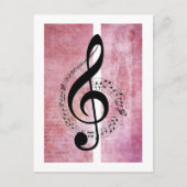 Treble Clef Muziek op Deep Pink Achtergrond Briefk Briefkaart (Voorkant)