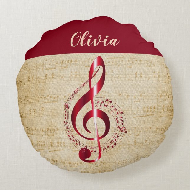 Treble Clef  muziek Rond Kussen (Achterkant)