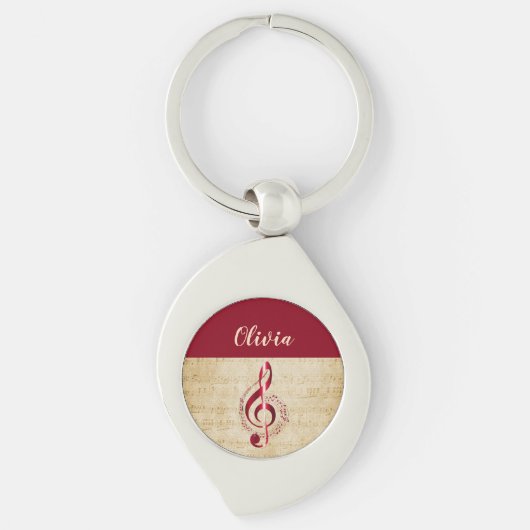 Treble Clef  muziek Sleutelhanger (Voorkant)