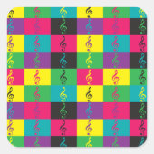 Treble Clef Muziek Symbool Patroon Bright Vierkante Sticker (Voorkant)