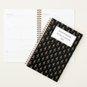 Treble Clef Muziek Thema Patroon Elegant Zwart Planner (Display)
