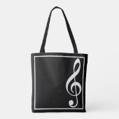 Treble Clef Muziek Zwart Tote Bag (Achterkant)