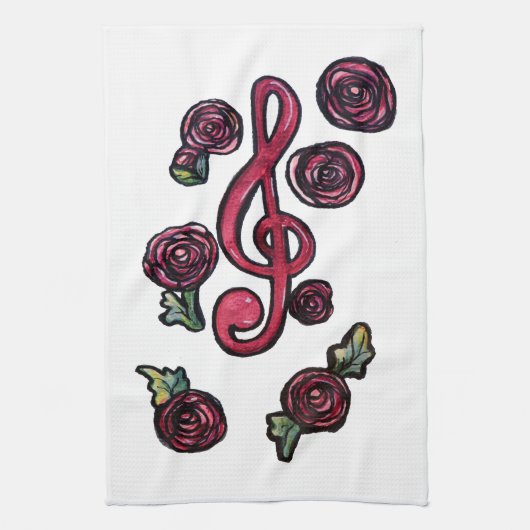 Treble Clef Muziekdocent Kunst Theedoek (Verticaal)