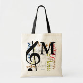 Treble clef muzieknoot monogram met kleurnamen tote bag (Voorkant)
