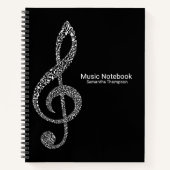 Treble Clef Muzieknoten Full Name Black en White Notitieboek (Voorkant)