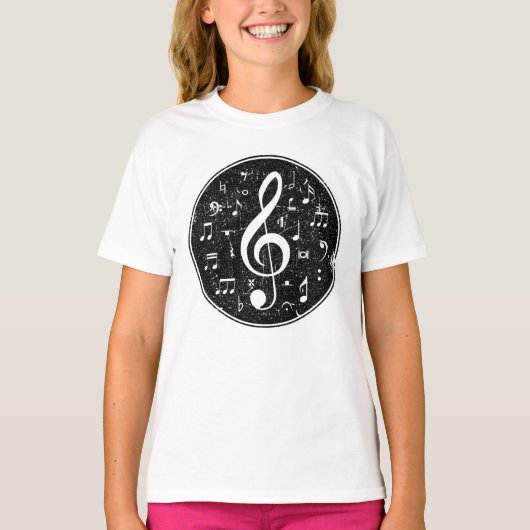  Treble Clef Muzieknoten kunstwerk T-shirt (Voorkant)