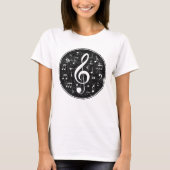  Treble Clef Muzieknoten kunstwerk T-shirt (Voorkant)