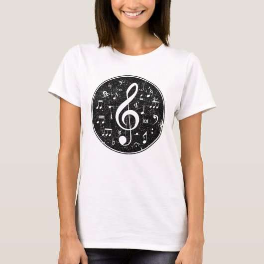  Treble Clef Muzieknoten kunstwerk T-shirt (Voorkant)