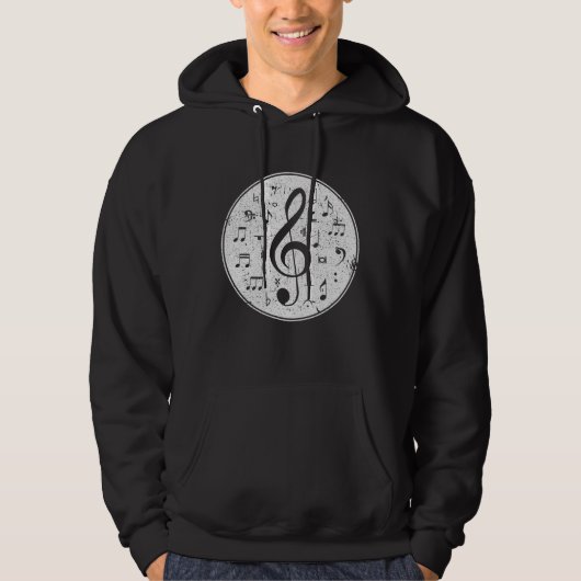  Treble Clef Muzieknoten ontwerp Hoodie (Voorkant)
