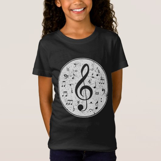  Treble Clef Muzieknoten ontwerp T-shirt (Voorkant)