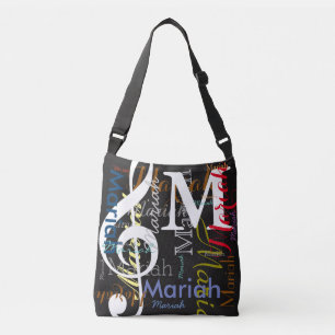 Treble-Clef muzieknotmonogram met kleurnamen Crossbody Tas