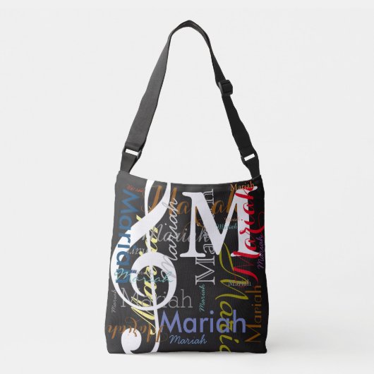 Treble-Clef muzieknotmonogram met kleurnamen Crossbody Tas (Voorkant)