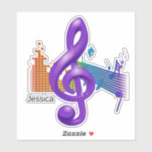 Treble Clef Muzieksymbool Levendige kleuren Sticker (Vel)