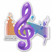 Treble Clef Muzieksymbool Levendige kleuren Sticker (Voorkant)