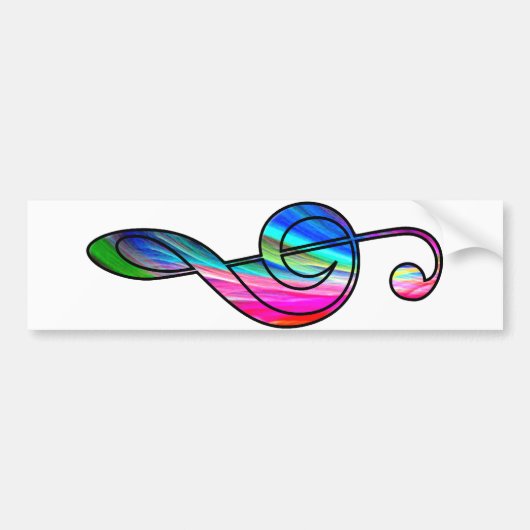 Treble clef note in color_ bumpersticker (Voorkant)
