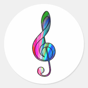 Treble clef note in color_ ronde sticker