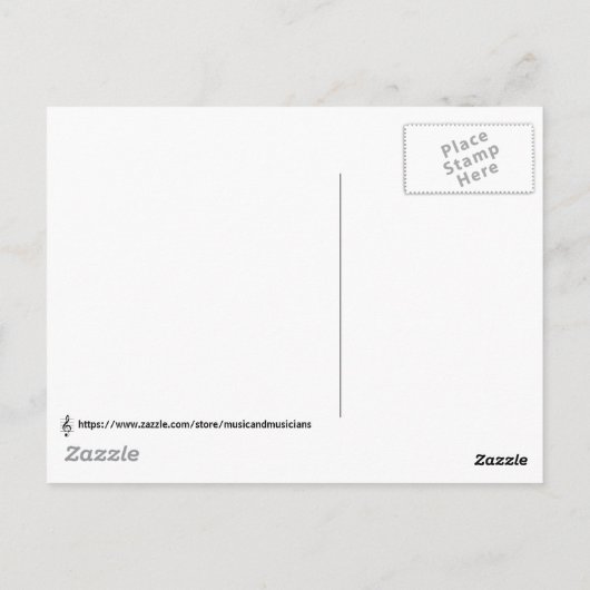 Treble Clef op Personeelsmuziek White Black Briefkaart (Achterkant)
