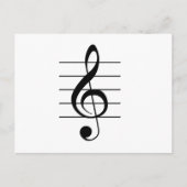 Treble Clef op Personeelsmuziek White Black Briefkaart (Voorkant)