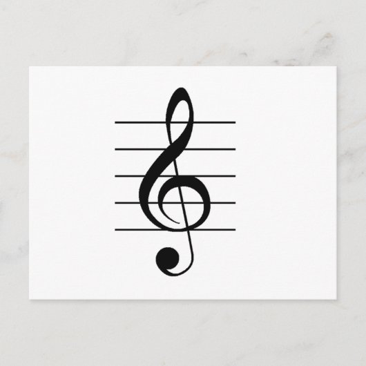 Treble Clef op Personeelsmuziek White Black Briefkaart (Voorkant)