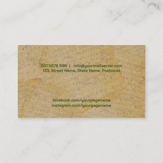 Treble Clef op Yellow Flowers  notities Visitekaartje (Achterkant)