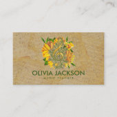 Treble Clef op Yellow Flowers  notities Visitekaartje (Voorkant)