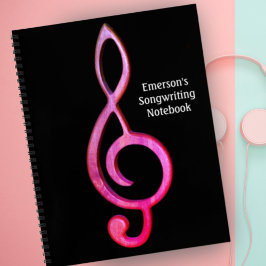 Treble Clef past Hot Pink Music Design aan Notitieboek