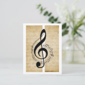 Treble Clef Personeel Muzieknoten  Bladmuziek Briefkaart (Staand voorkant)