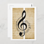 Treble Clef Personeel Muzieknoten  Bladmuziek Briefkaart (Voorkant / Achterkant)
