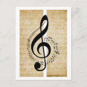 Treble Clef Personeel Muzieknoten  Bladmuziek Briefkaart (Voorkant)