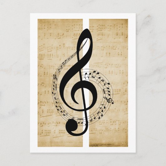 Treble Clef Personeel Muzieknoten  Bladmuziek Briefkaart (Voorkant)