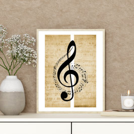 Treble Clef Personeel Muzieknoten  Bladmuziek Poster