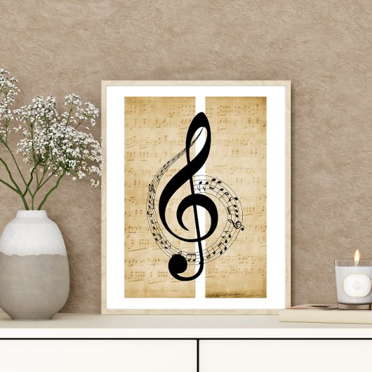 Treble Clef Personeel Muzieknoten  Bladmuziek Poster