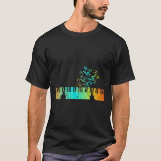 Treble Clef Piano Player Gift Rainbow Piano T-shirt