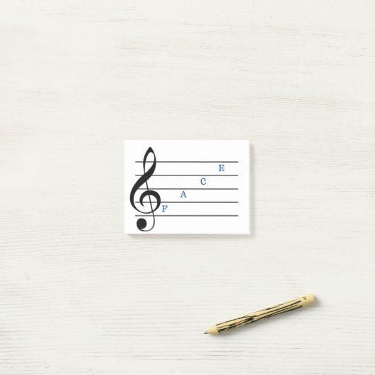 Treble Clef Post-it Notes (Spaces) (Op bureau)