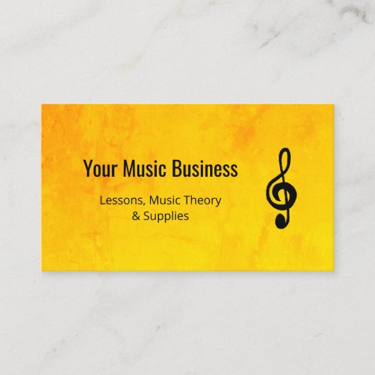 Treble Clef QR code Gold Muziek Lessen Visitekaartje (Voorkant)