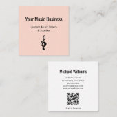 Treble Clef QR code Muziek Lessen Roos Goud Vierkante Visitekaartje (Voorkant / Achterkant)