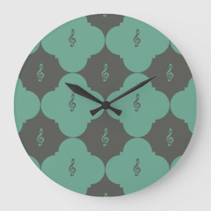 Treble Clef Quatrefoil Patroon Grote Klok