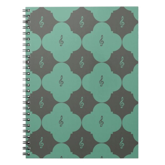 Treble Clef Quatrefoil Patroon Notitieboek (Voorkant)