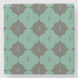 Treble Clef Quatrefoil Patroon Stenen Onderzetter