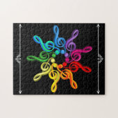 Treble Clef Rainbow Circle with Border Flourish Legpuzzel (Horizontaal)