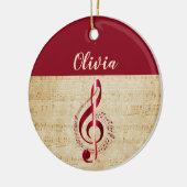 Treble Clef Red  muzieknaam Keramisch Ornament (Links)