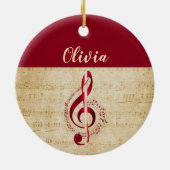 Treble Clef Red  muzieknaam Keramisch Ornament (Achterkant)