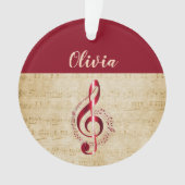 Treble Clef Red  muzieknaam Ornament (voorkant)