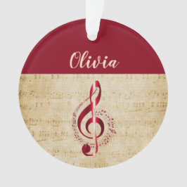 Treble Clef Red  muzieknaam Ornament