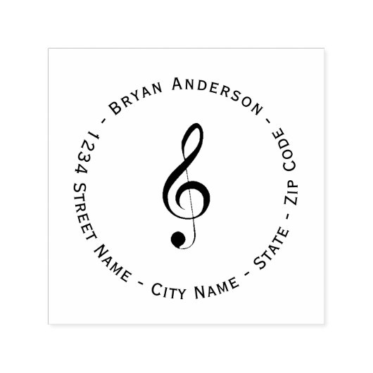Treble Clef retouradres Zelfinkkend stempel (Design)