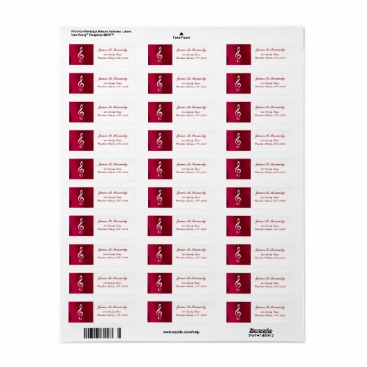 TREBLE CLEF - RETOURADRESLABEL ETIKET (Full Sheet)