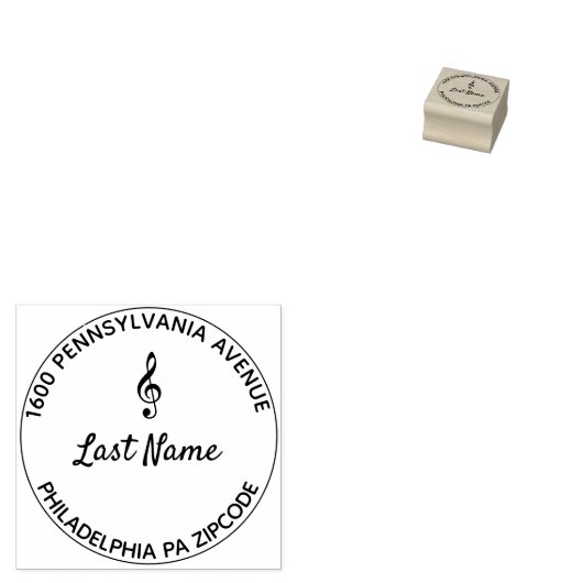 Treble Clef Round Rubberstempel (Gestempeld)